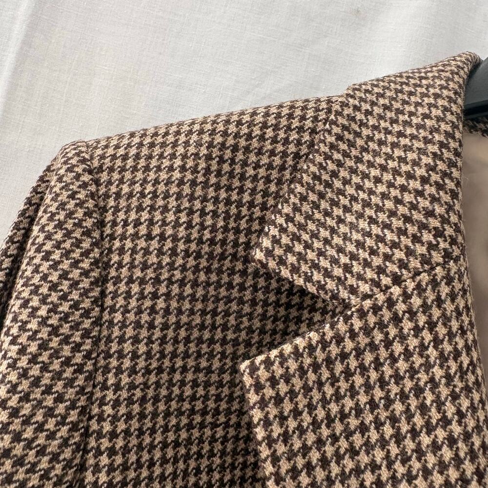 Vintage 90s Talbots Wool Blazer Sz 10 Brown Houndstooth Academia Professional - Picture 6 of 7
